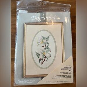 VINTAGE Counted Cross Stitch Kit Serendipity Designs Dogwood Pattern Crafting
